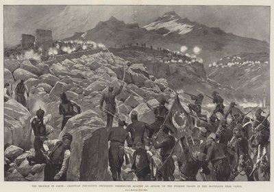 The Trouble in Crete, Christian Insurgents Defending Themselves Against an Attack of the Turkish Troops in the Mountains Near Canea by Richard Caton Woodville junior
